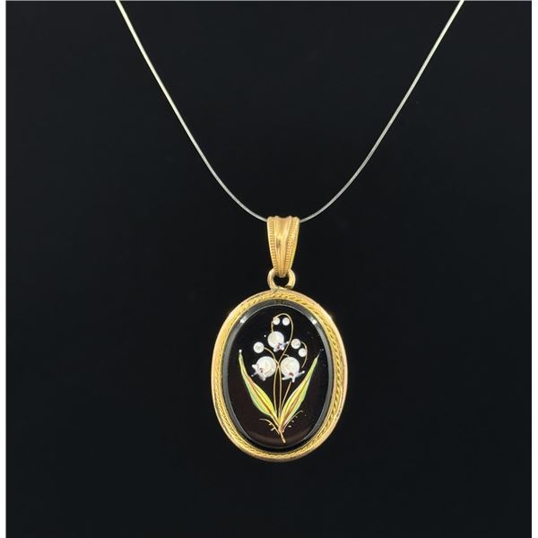 10K Gold & Jet Locket Pendant