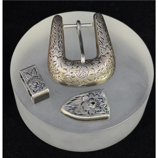 Western Silversmiths Sterling Ranger Buckle Set