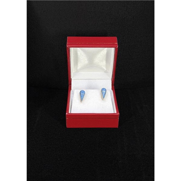 Zuni Sterling Silver Opal Teardrop Earrings