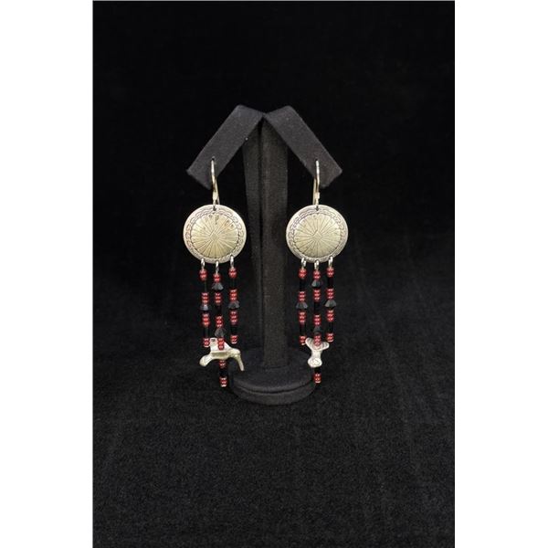 Navajo Sterling Beaded Hummingbird Earrings