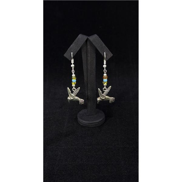 Navajo Sterling Beaded Hummingbird Earrings