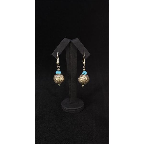 Navajo Sterling Rosebud Turquoise Earrings