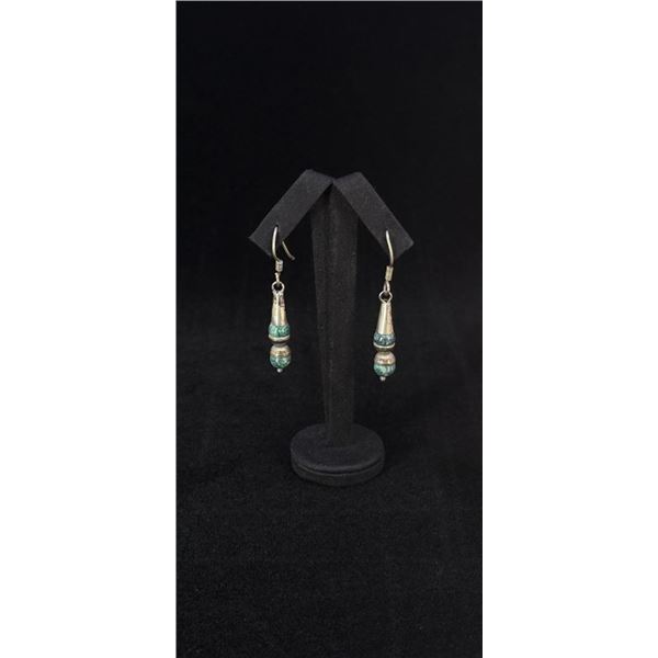 Navajo Sterling Silver Green Turquoise Earrings