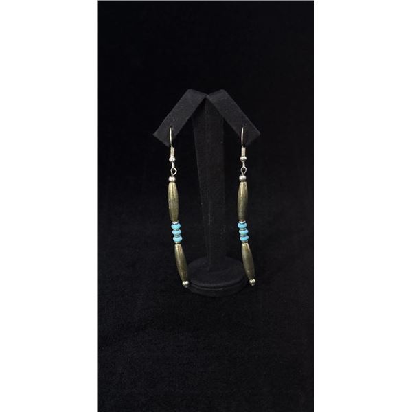Navajo Sterling Silver Turquoise Beaded Earrings