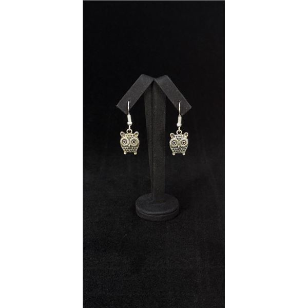 Sterling Silver Owl Dangle Earrings