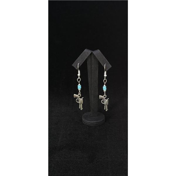 Navajo Sterling Pistol Charm Dangle Earrings