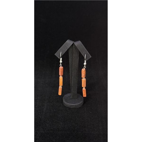 Navajo Sterling Silver Jasper Dangle Earrings