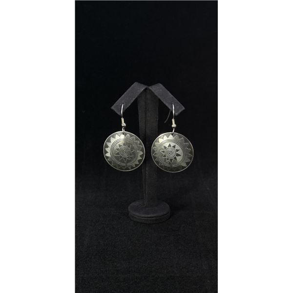 Navajo Sterling Silver Sun Disc Earrings