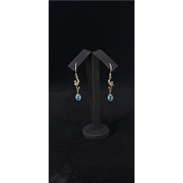Sterling Silver Blue Topaz Dangle Earrings