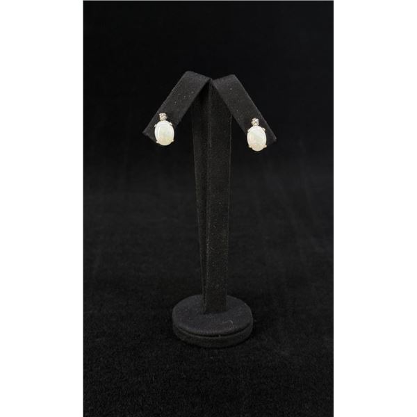 14K Gold Opal & Diamond Earrings
