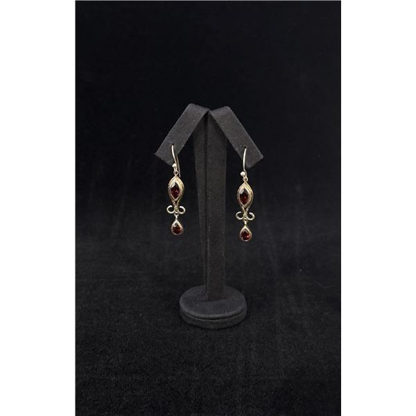 Sterling Silver Garnet Dangle Earrings
