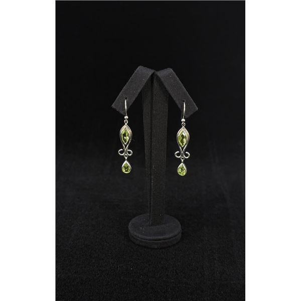 Sterling Silver Peridot Dangle Earrings