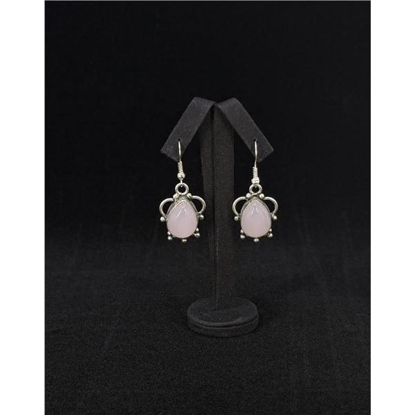Sterling Silver Rose Quartz Dangle Earrings