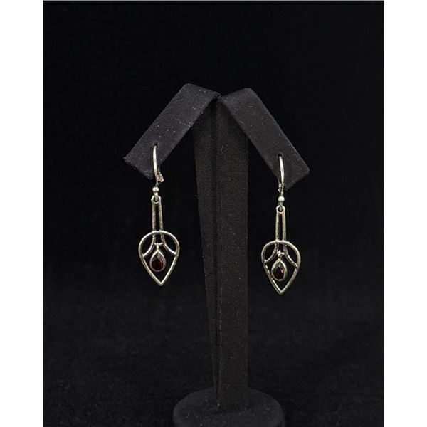 Sterling Silver Garnet Dangle Earrings