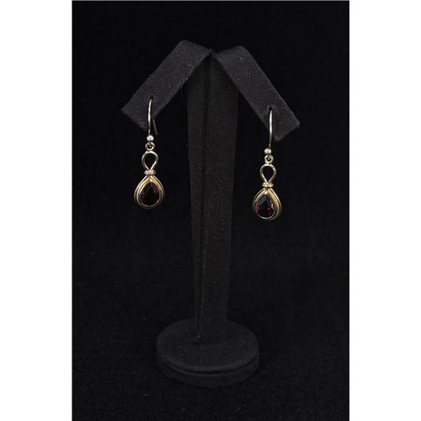 Sterling Silver Garnet Dangle Earrings
