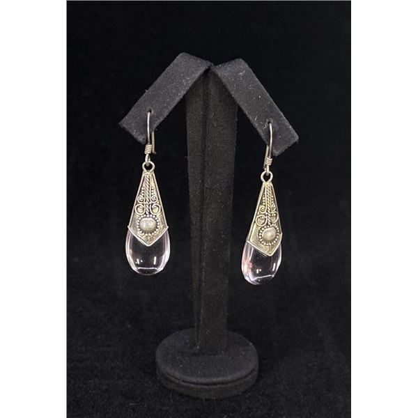 Sterling Silver Rose Quartz Teardrop Earrings