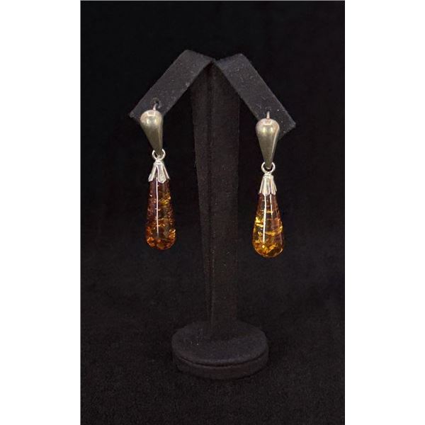 Sterling Silver Amber Earrings