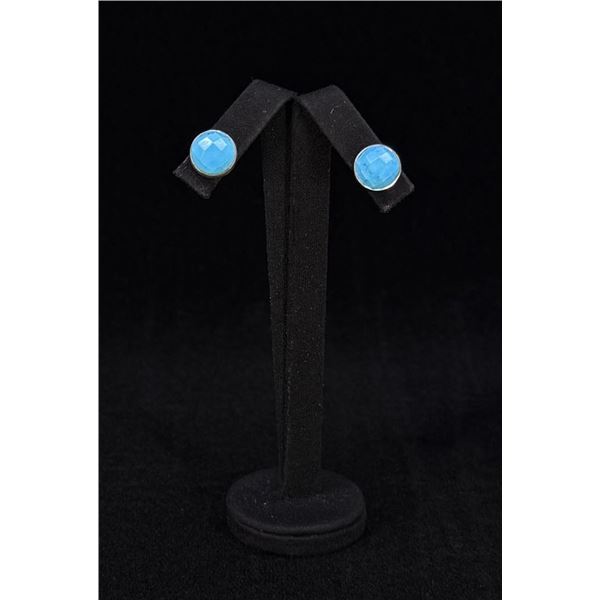 Sterling Silver Blue Chalcedony Earrings