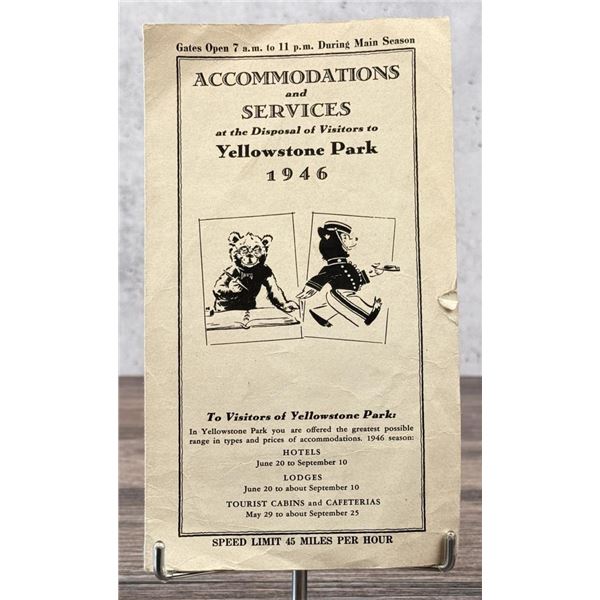 1946 Yellowstone Park Accommodations & Services