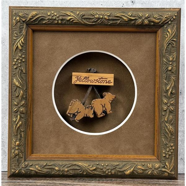 Framed Yellowstone Park Souvenir Bear Cubs
