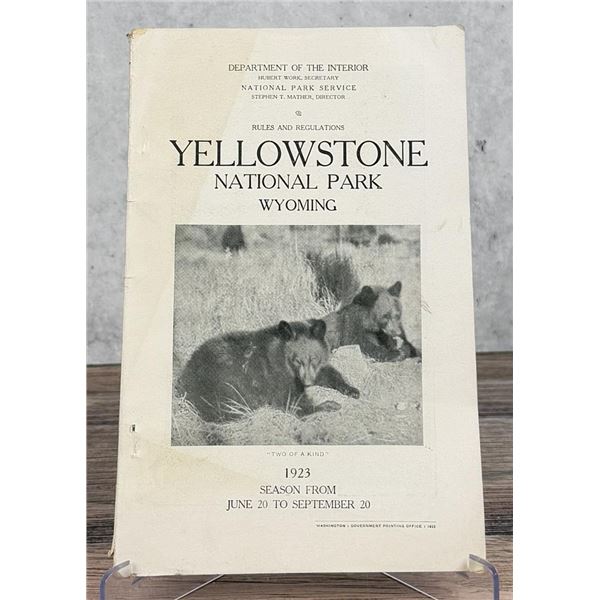 1923 Yellowstone National Park Rules & Regulations