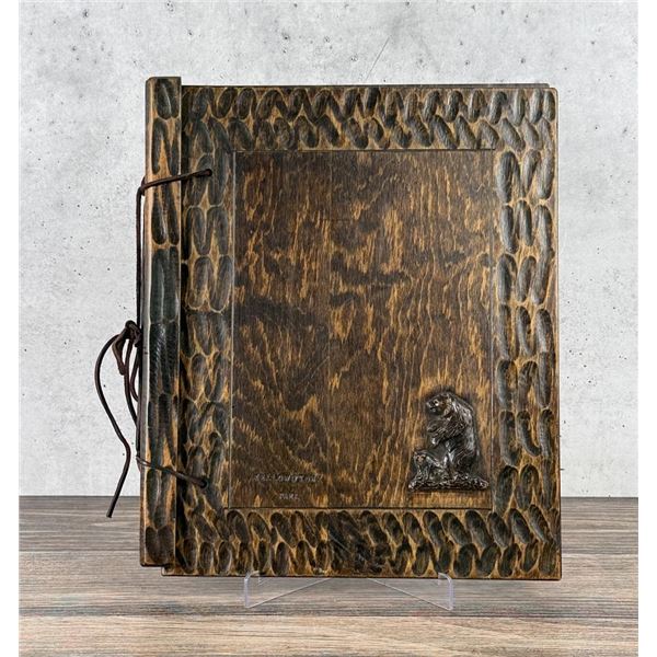 Yellowstone Park Carved Wood Scrap Book