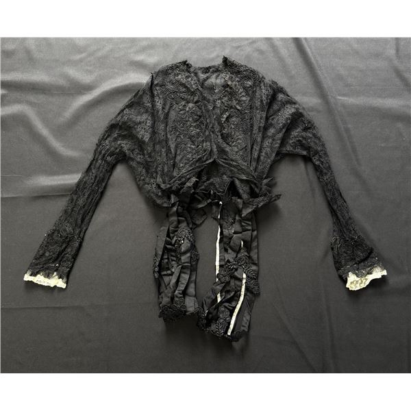 Antique Soiled Dove Mourning Black Lace Blouse