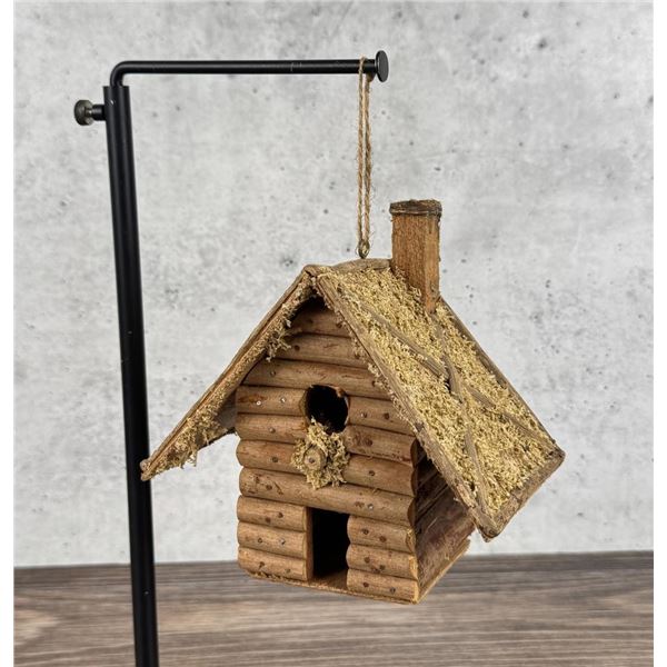 Folk Art Willow Twig Log Cabin Birdhouse