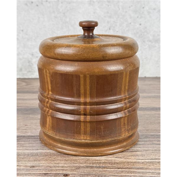 Folk Art Inlaid Wood Tobacco Humidor