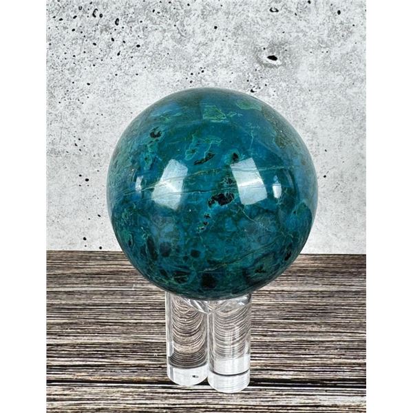 Carved Chrysocolla and Malachite Sphere
