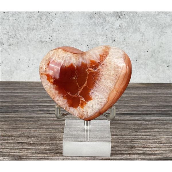 Carved Carnelian Geode Heart