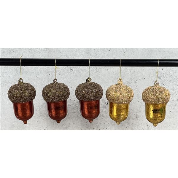 Blown Glass Acorn Christmas Ornaments