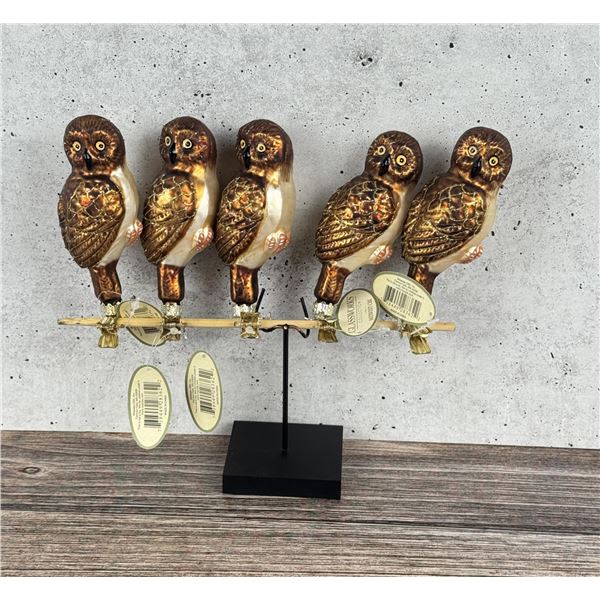 Midwest Glassworks Blown Glass Owl Ornaments