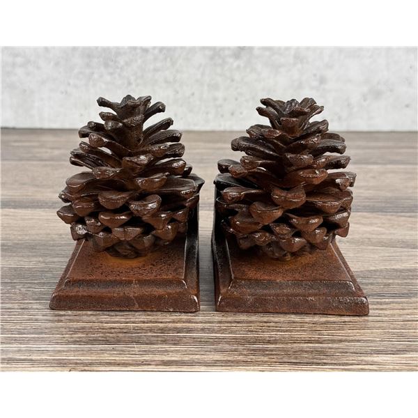 Cast Iron Pinecone Bookends