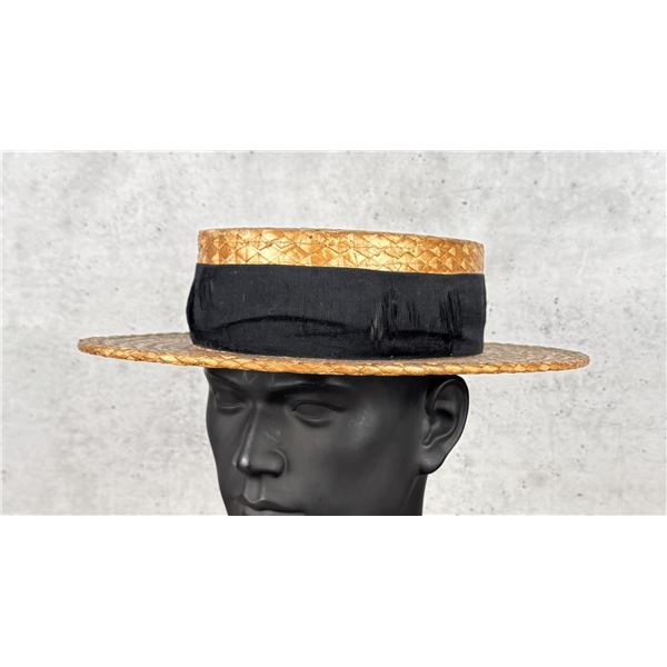 Antique Straw Boater Hat