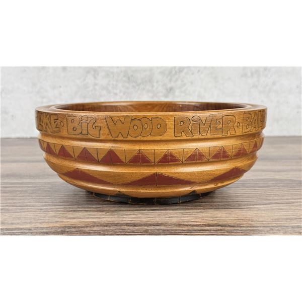 Folk Art C.W. Pickets Rustic Carved Bowl