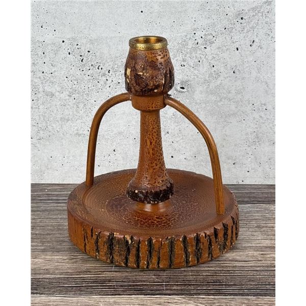 Rustic Macburn Hickory Folk Art Candlestick