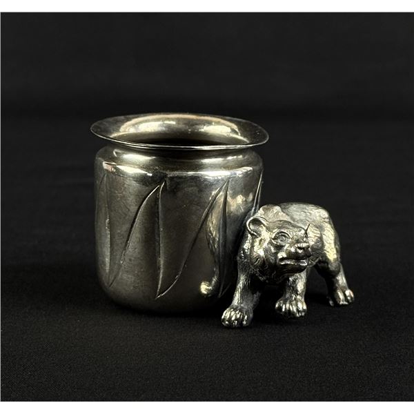 Meriden Bear Silverplate Toothpick Holder