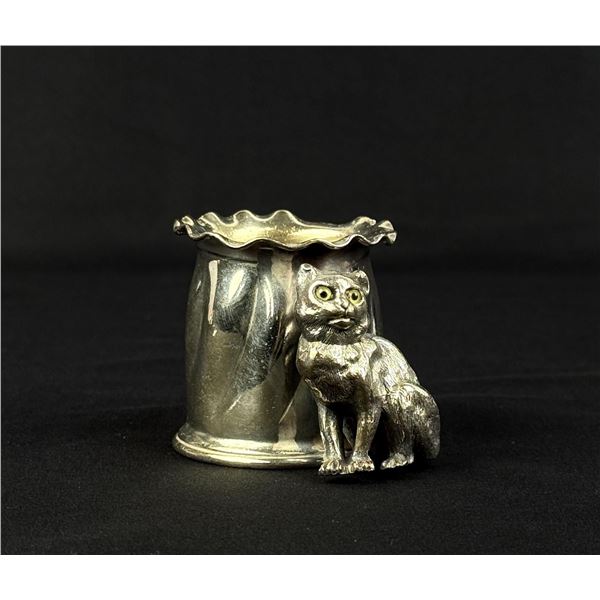 Wilcox Cat Silverplate Toothpick Holder