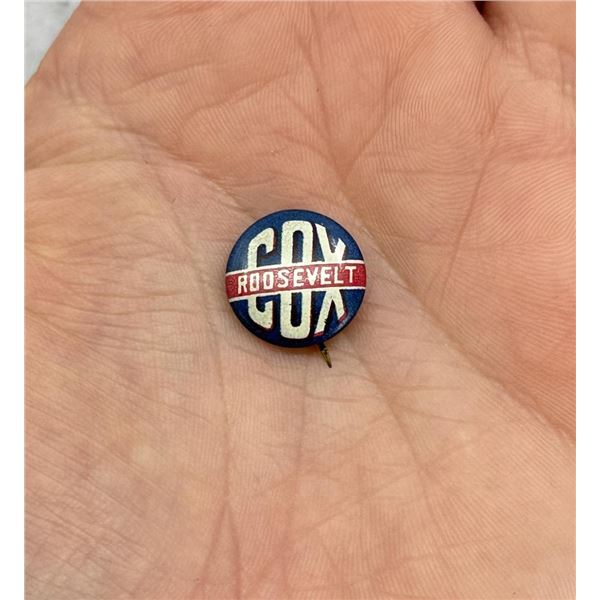 1920 Roosevelt Cox Political Pin Button