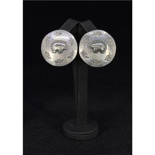 Navajo Bear Sterling Silver Earrings
