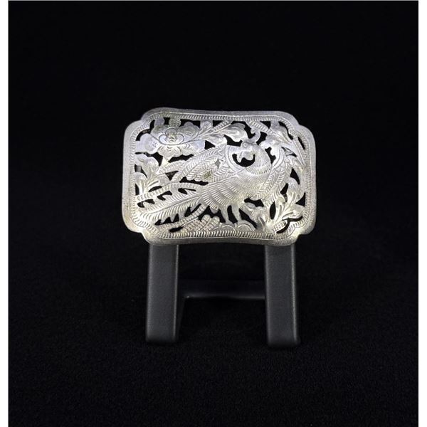 Peacock Sterling Silver Belt Buckle