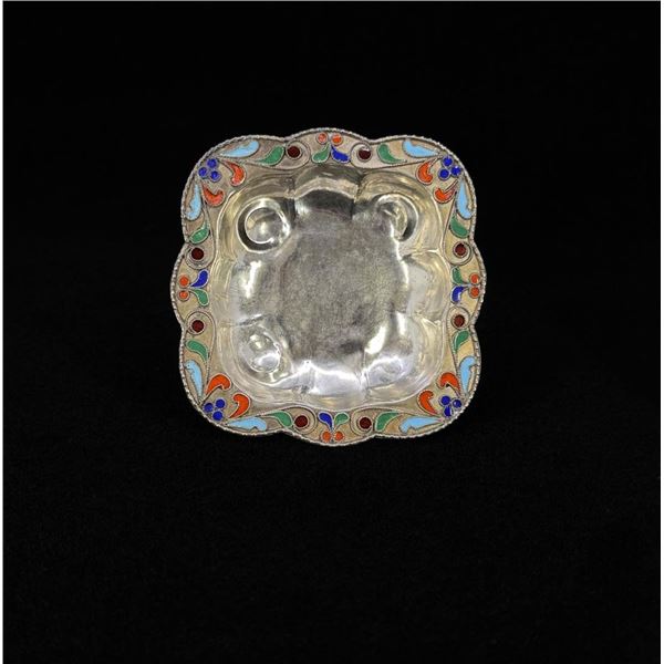 Russian .950 Silver Enamel Cloisonne Bowl