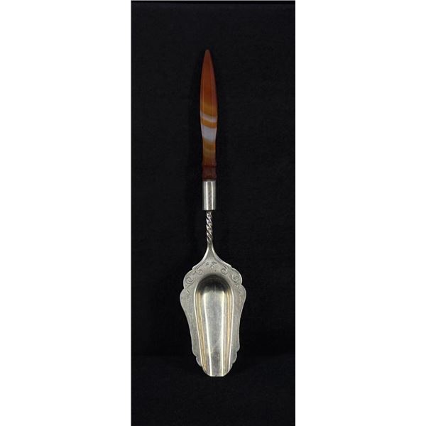 Dutch Sterling Silver Carnelian Sugar Spoon