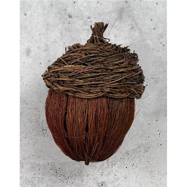 Large Folk Art Woven Willow Branch Acorn