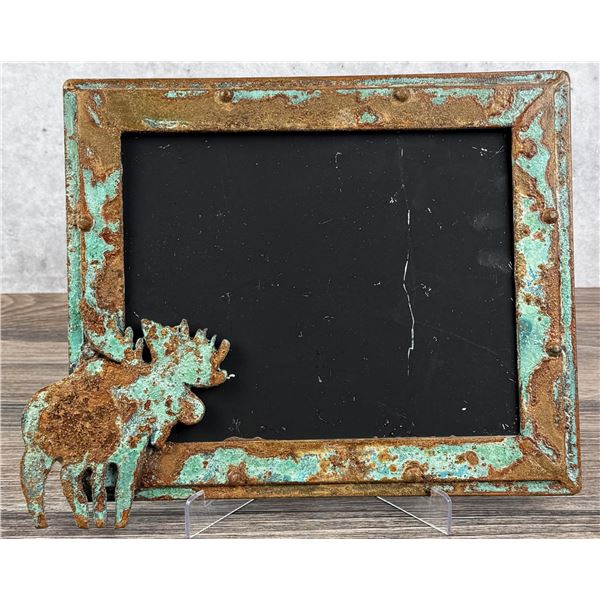 Signed Rustic Metal Moose Picture Frame
