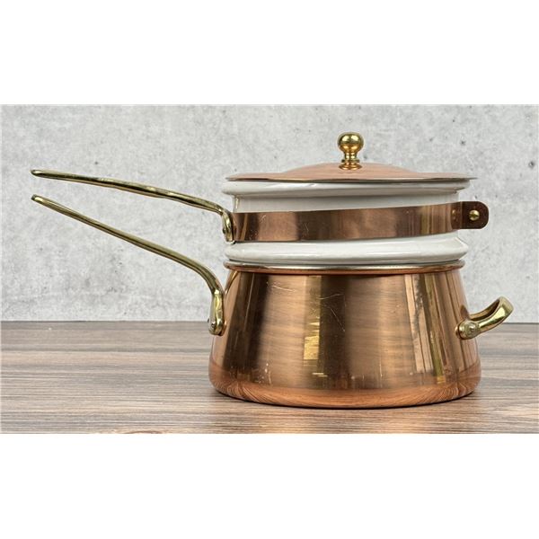 Copper Cookware Double Boiler Kitchen Pot Set