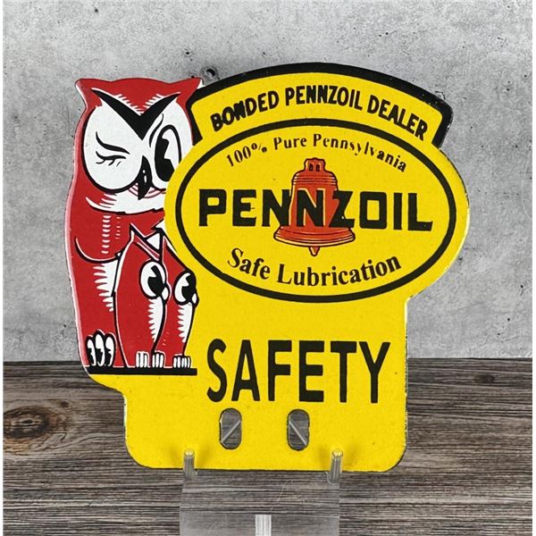 Porcelain Pennzoil License Plate Topper