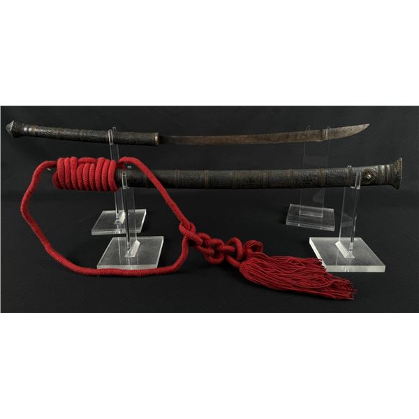 Burmese Dha Sterling Silver Mounted Sword