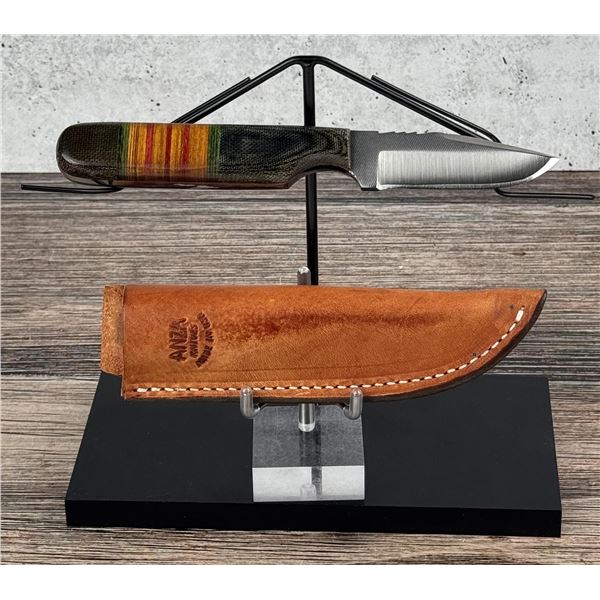 Anza USA Micarta Leather Hunting Knife